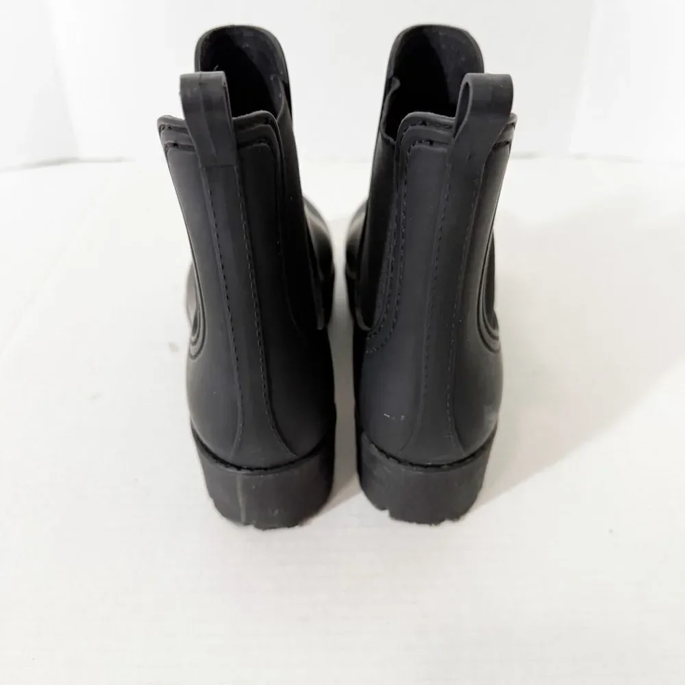 Jeffrey Campbell Womens Matte Black Chunky Platform Chelsea Rain Boot Size 11